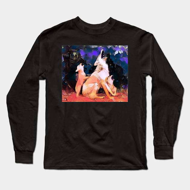 wolf tshirt Long Sleeve T-Shirt by jiva art